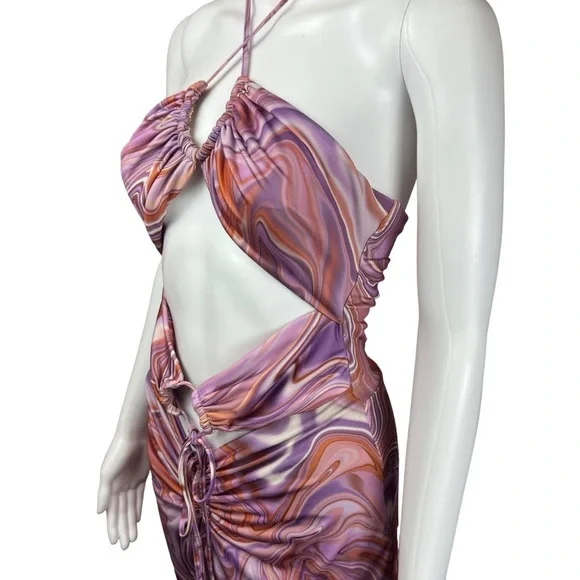 House of CB Kasia Purple Swirl Cutout Midi Dress - Picture 8 of 12